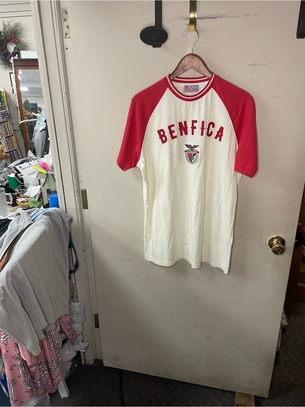 XXL SLBenfica vintage style sport raglan retro embroidered men’s t-shirt